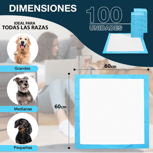 Empapadores para perros CIVINZON medidas 60x60 cm 100 Unidades máxima absorción